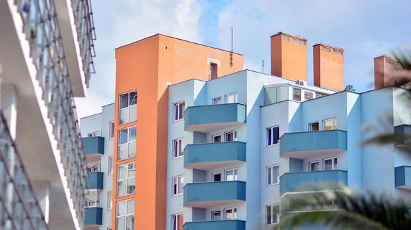 Modern Colorful Facade Residential Building Large Windows View Modern Designed — Stock Photo, Image