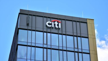 Varşova, Polonya. 5 Eylül 2021 İmza Citi. Şirket tabelası Citi. 