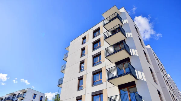 New modern block of flat, condo architecture. Residential apartment flat, luxury house complex. City real estate property.