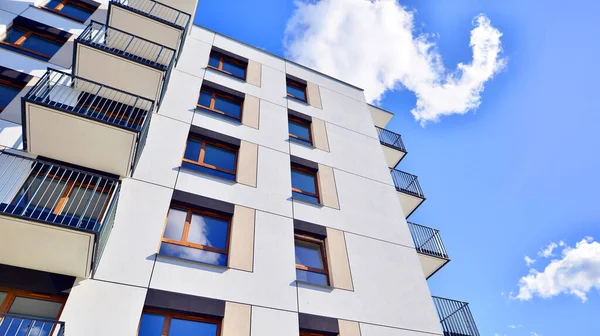 New modern block of flat, condo architecture. Residential apartment flat, luxury house complex. City real estate property.