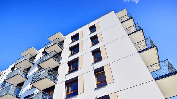 New modern block of flat, condo architecture. Residential apartment flat, luxury house complex. City real estate property.