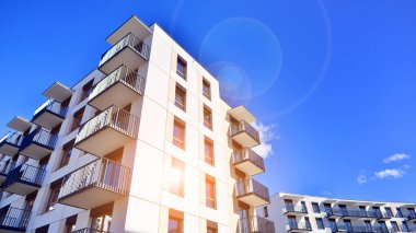 New modern block of flat, condo architecture. Residential apartment flat, luxury house complex. City real estate property.