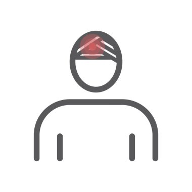 Baş yaralanma çizgisi simgesi. Web siteleri, dergiler, broşürler için vektör illüstrasyonu