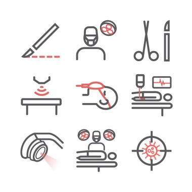 General Surgery icons. Hospital department. Health center. Vector sign for web graphics clipart