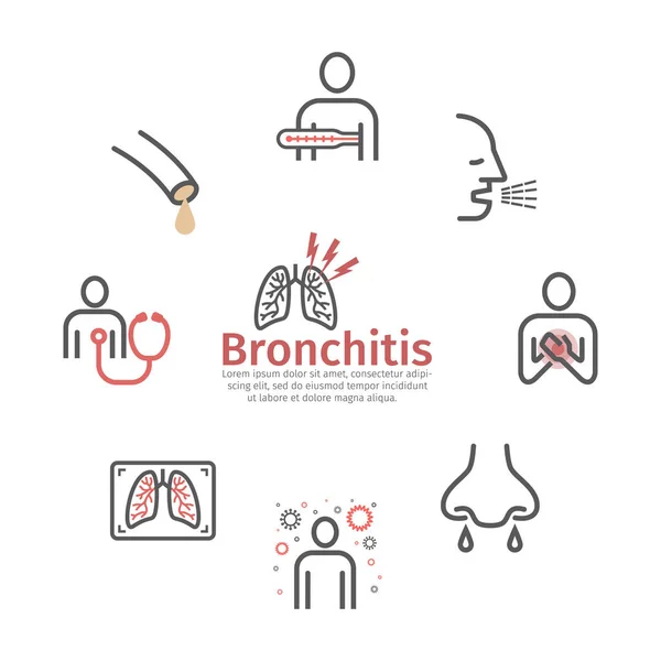 Iconos Bronquitis Símbolo Infográfico Signo Vectorial Para Gráfico Web — Vector de stock