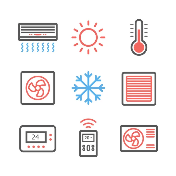 Ventilación Acondicionamiento Clima Icono Control Conjunto Signos Vectoriales Para Gráficos — Archivo Imágenes Vectoriales