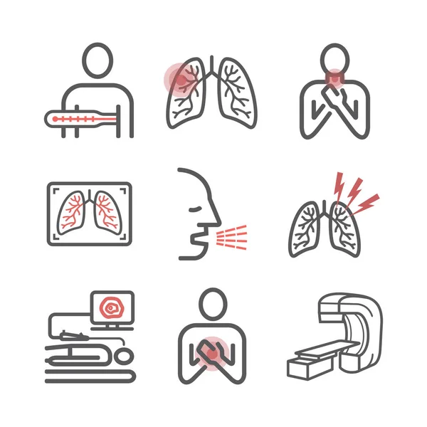 Akciğer kanseri. - Evet. Belirtiler, nedenler, tedavi. Satır simgeleri web grafikleri için vektör işaretleri belirledi