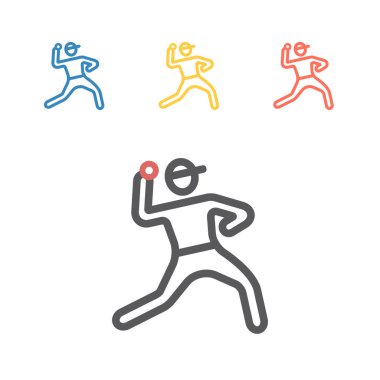 Beyzbol oyuncusu çizgisi simgesi. Web grafikleri için vektör spor işaretleri
