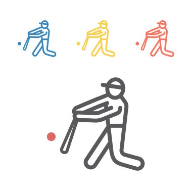 Beyzbol oyuncusu çizgisi simgesi. Web grafikleri için vektör spor işaretleri