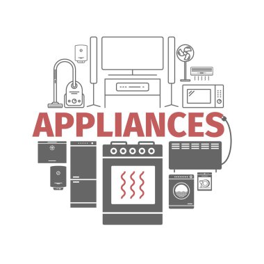 Ev aletleri web pankartı. Reklam şablonu. Vektör illüstrasyonu