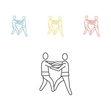 Judo dövüşçüleri çizgisi ikonu. Web grafikleri için vektör işaretleri