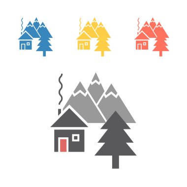Dağ evi ikonu. Web grafikleri için vektör işaretleri.