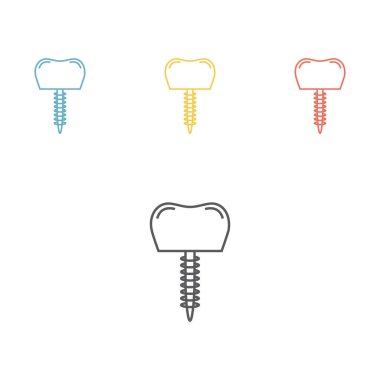 Diş implantı çizgisi simgesi. Web grafikleri için vektör işaretleri.