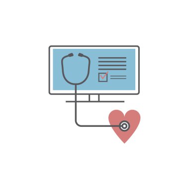 Çevrimiçi tıp çizgisi simgesi. Web grafikleri için vektör işaretleri