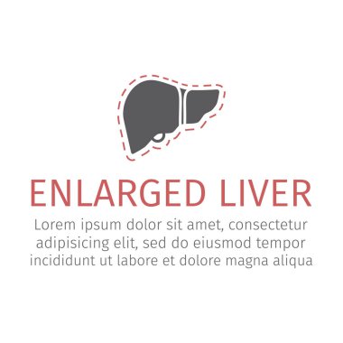 Hepatomegali. Büyütülmüş karaciğer. Web grafikleri için vektör işaretleri