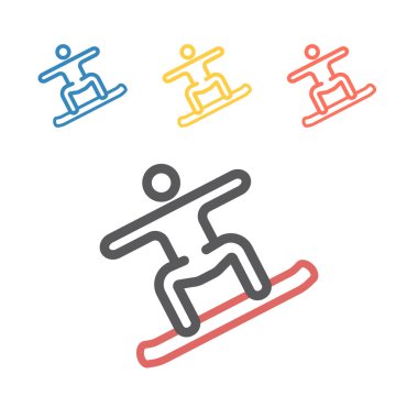 Web, mobil ve bilgi grafikleri için snowboard çizgisi simgesi. Açık gri arkaplanda izole edilmiş koyu gri simge
