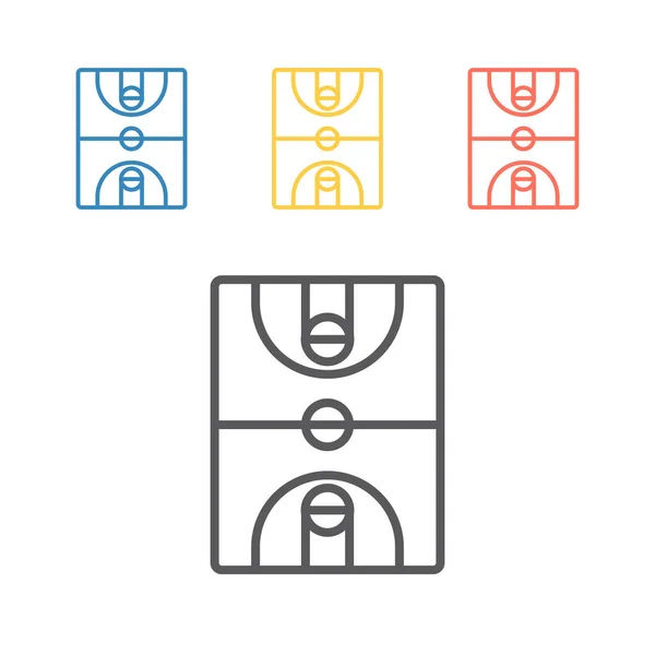 Basketbal Court Lijn Pictogram Vectortekens Voor Webgraphics — Stockvector