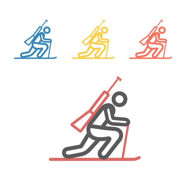 Icône Ligne Biathlon Jeu Hiver Signes Vectoriels Pour Les Graphiques — Image vectorielle