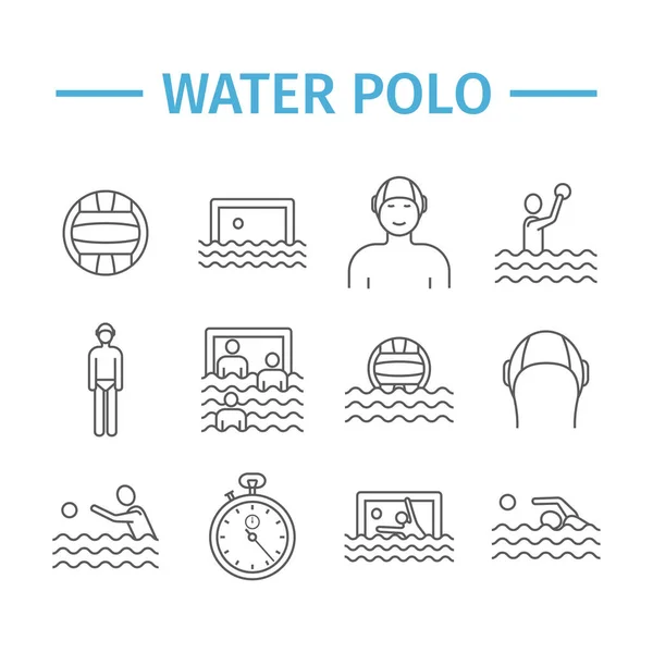 Icônes Ligne Water Polo Signes Vectoriels Pour Les Graphiques Web — Image vectorielle