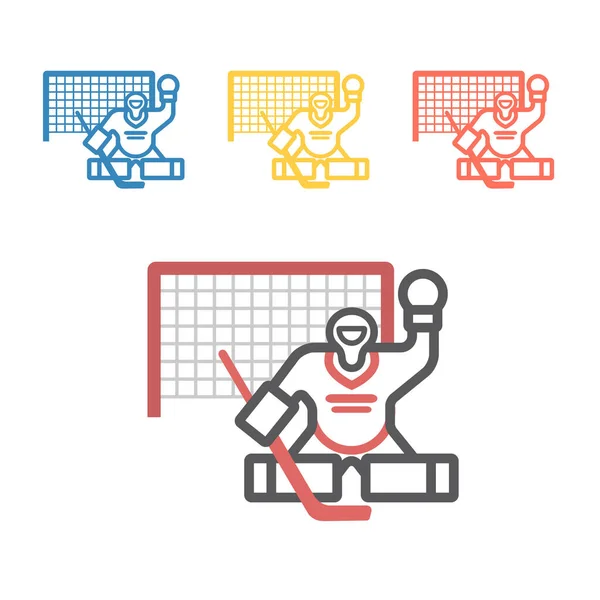 Hockey Goalkeeper Line Icon Winter Game Vector Signs Web Graphics — Stock Vector