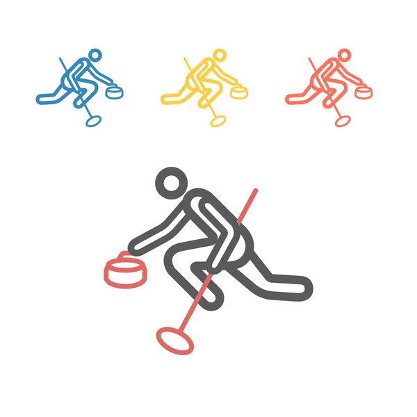 Ikona Curling Game Line Vektorové Značky Pro Webovou Grafiku — Stockový vektor