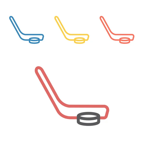 Hockey Stick Puck Ícone Linha Sinais Vetoriais Para Gráficos Web —  Vetores de Stock