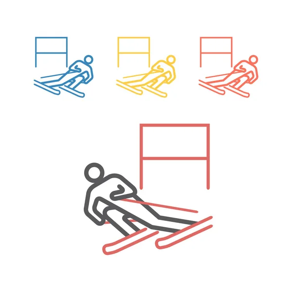 下坡滑雪线图标 用于网络图形学的矢量符号 — 图库矢量图片
