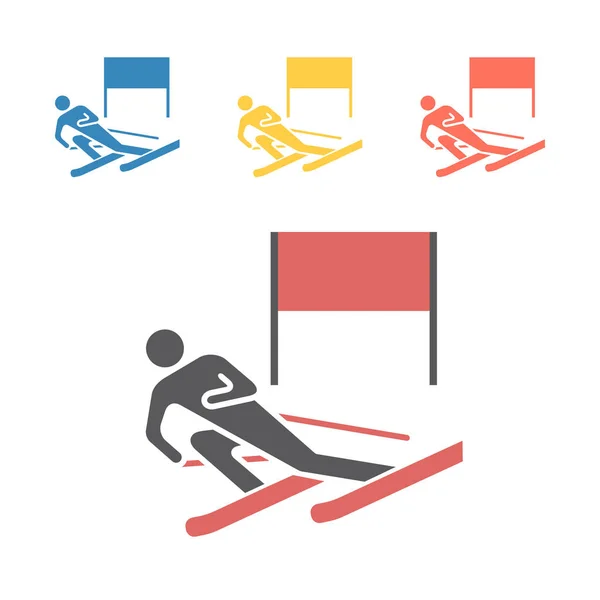 下坡滑雪图标 用于网络图形学的矢量符号 — 图库矢量图片