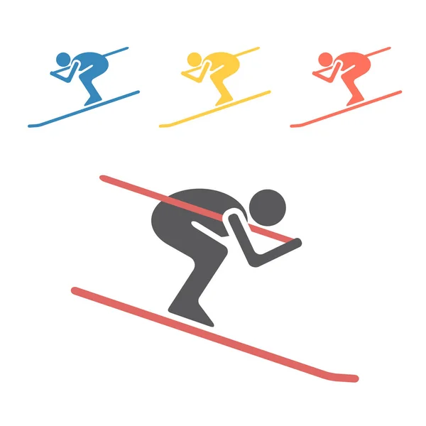 Downhill Skiing Icon Vector Signs Web Graphics — Stock Vector