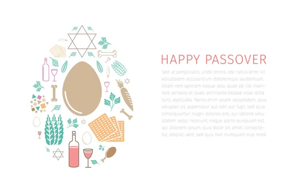 Passover Seder Poster Line Icons Set Vector Signs Web Graphics — Stock Vector