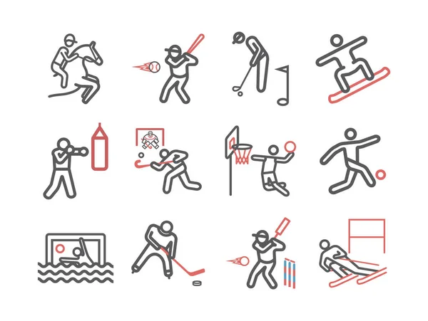 Kinds Sports Line Icons Set Vector Signs Web Graphics — Stock Vector