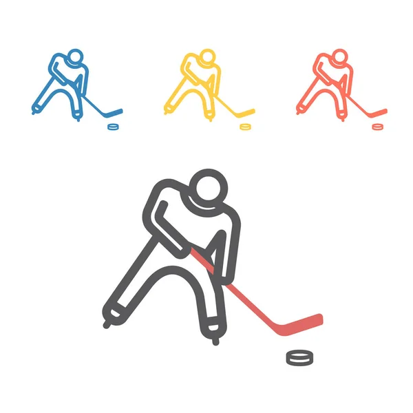 Icono Línea Jugador Hockey Signos Vectoriales Para Gráficos Web — Vector de stock