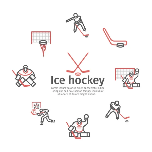 Symbole Der Eishockeylinie Vektorzeichen Für Webgrafiken — Stockvektor