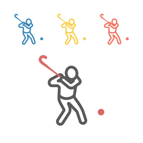 Campo Hockey Jugador Línea Icono Signos Vectoriales Para Gráficos Web — Archivo Imágenes Vectoriales