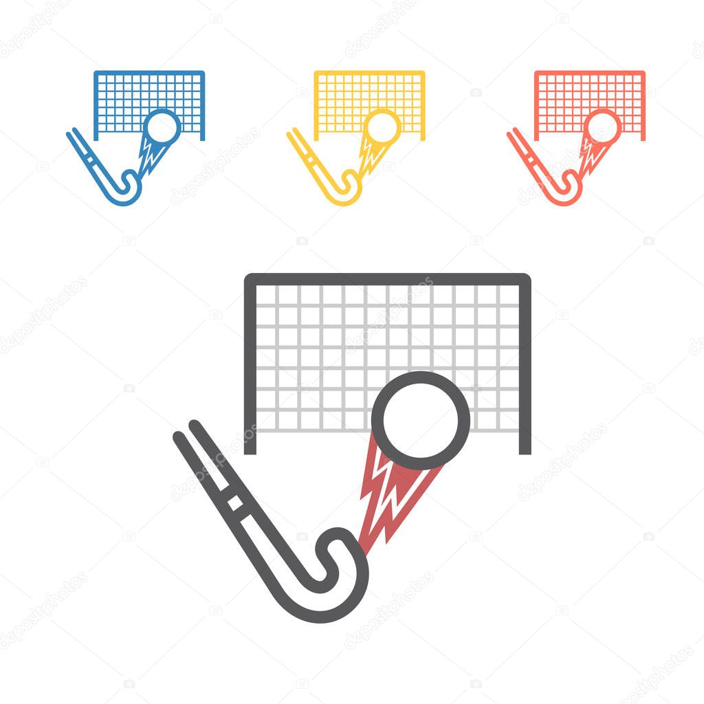 Field Hockey Sticks with ball line icon. Vector signs for web graphics.