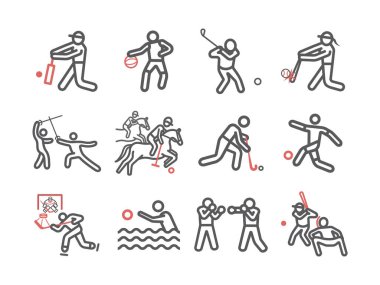 Spor çizgisi simgeleri ayarlandı. Web grafikleri için vektör işaretleri.