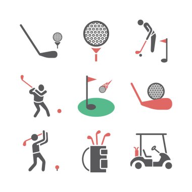Golf ikonları. Oyuncu. Web grafikleri için vektör işaretleri