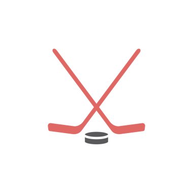 Hokey sopası ve Puck ikonu. Web grafikleri için vektör işaretleri.