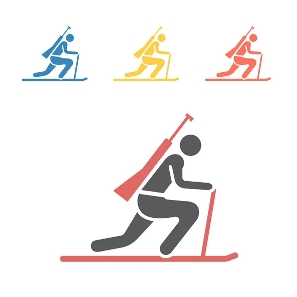 Biathlon扁平图标 冬季运动用于网络图形学的矢量符号 — 图库矢量图片