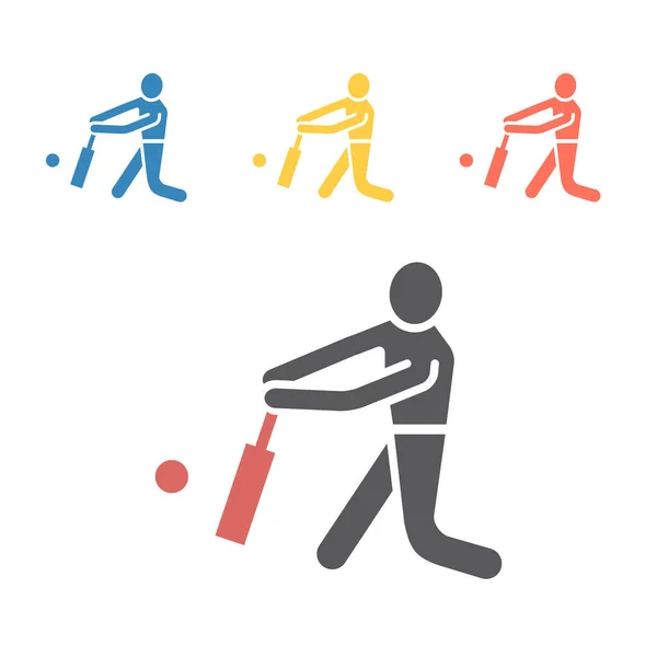 Icône Joueur Cricket Signes Sport Vectoriels Pour Les Graphiques Web — Image vectorielle