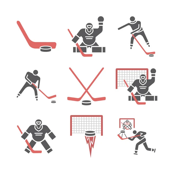 Iconos Hockey Sobre Hielo Signos Vectoriales Para Gráficos Web — Vector de stock