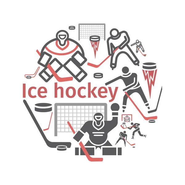 Symbole Der Eishockeylinie Vektorzeichen Für Webgrafiken — Stockvektor