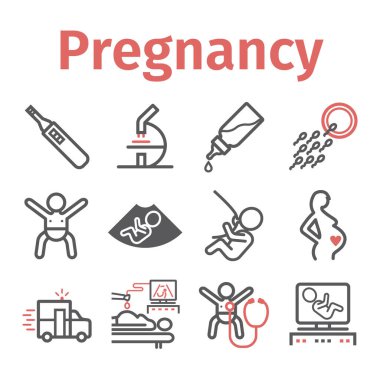 Hamilelik çizgisi simgeleri. Bilgi grafikleri. Web grafikleri için vektör işaretleri.