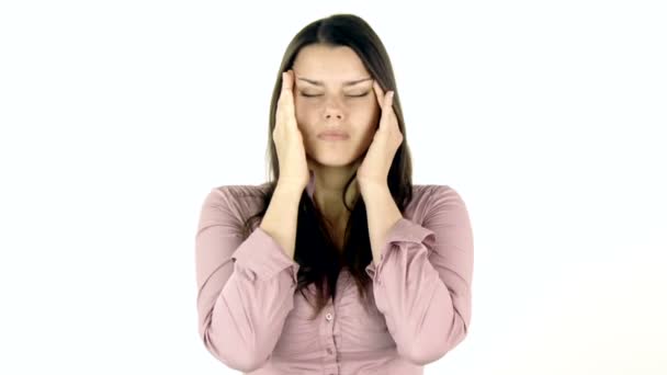 Woman with very strong headache — Stock Video