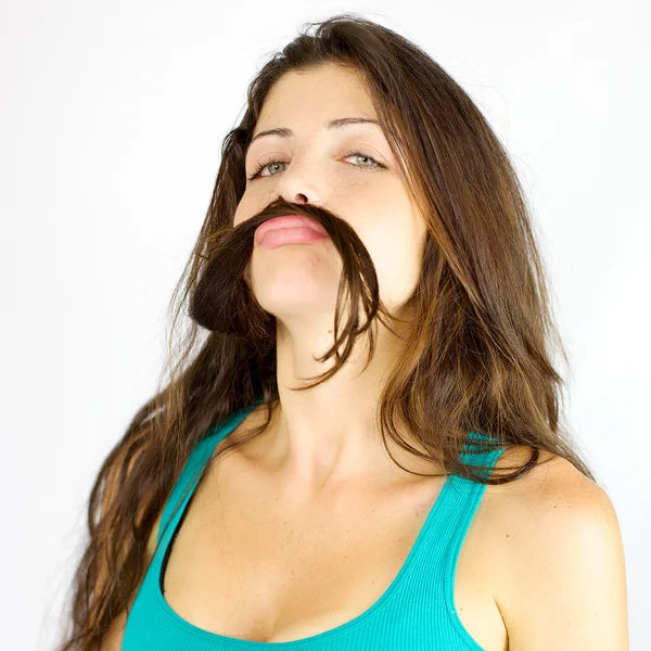 My hair is a perfect mustache — Stock Photo, Image