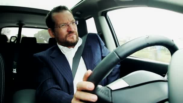 Uomo d'affari guida auto — Video Stock