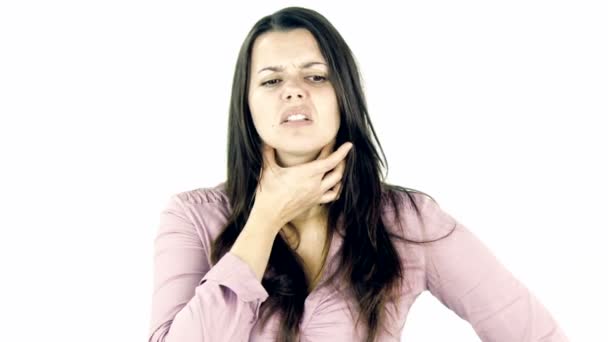 Жінка з болем в горлі — стокове відео