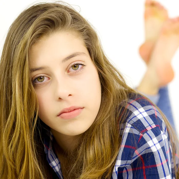 Portrait of girl looking serious camera Stock Picture