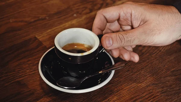 Cropped View Man Holding Cup Espresso — Stock Photo, Image