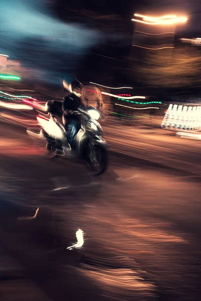 Motion Flou Une Moto Rome Italie — Photo